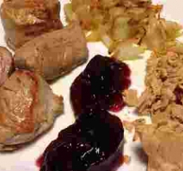 solomillo de cerdo con foie y cebolla confitada
